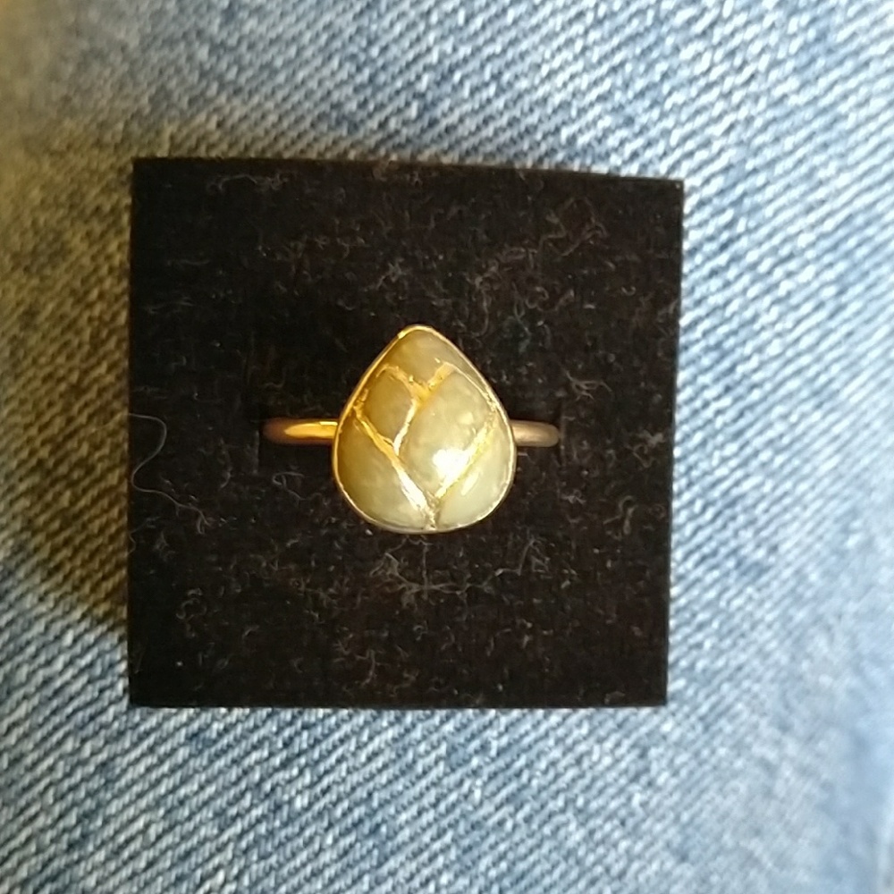 Jade and sterling silver ring